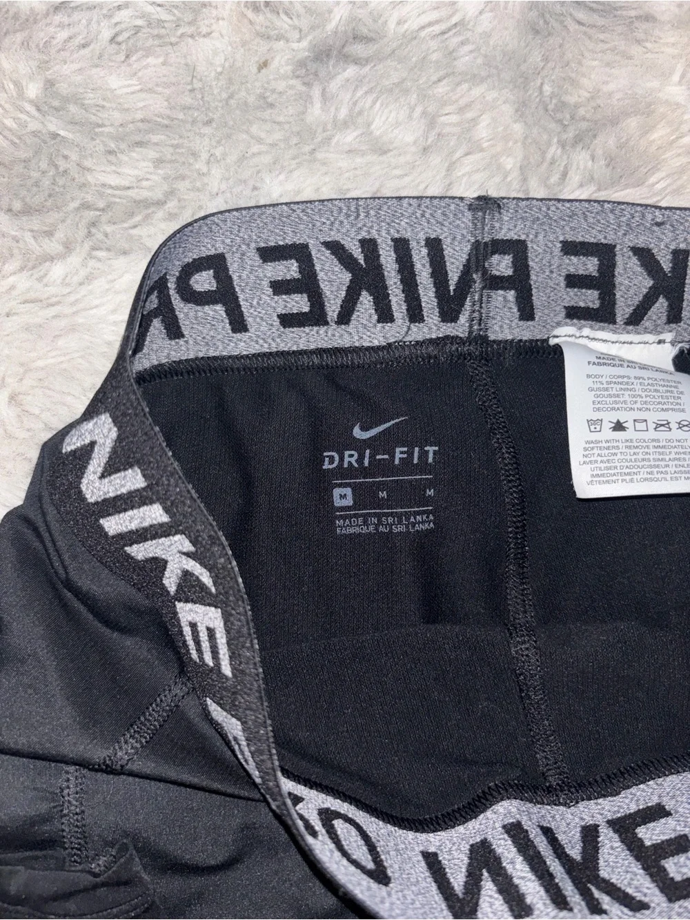 Nike Black Compression Leggings with Grey 'NIKE PRO' Waistband